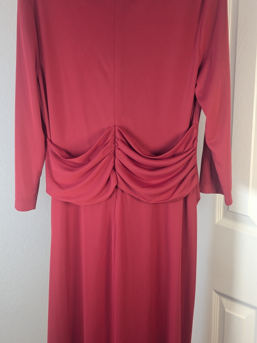 Lauren Ralph Lauren Red Ruched Draped Midi Dress Size 16 3/4 Sleeve - Picture 5 of 13